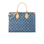 Louis Vuitton OnTheGo MM Tote Bag 13.8in/ 35cm Denim Blue Gold Hardwar For Women M46871