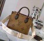 [True-to-ORIGINAL] Louis Vuitton OnTheGo PM Tote Bag 9.8in/ 25cm Brown Gold Hardware For Women - Image 5
