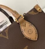 [True-to-ORIGINAL] Louis Vuitton OnTheGo PM Tote Bag 9.8in/ 25cm Brown Gold Hardware For Women - Image 7