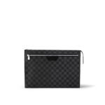 Louis Vuitton Pochette 24H Clutch & Pouch 14.1in/ 36cm Black Damier Graphite Canvas Palladium Hardware For Men N40481 - Image 4
