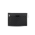 Louis Vuitton Pochette 24H Clutch & Pouch 14.1in/ 36cm Black Damier Graphite Canvas Palladium Hardware For Men N40481