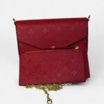 Louis Vuitton Pochette Felicie Shoulder Bag 8.3in/ 21cm Louis Red Monogram Empreinte Gold Hardware For Women M25793 - Image 4