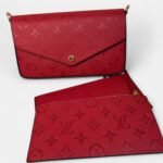 Louis Vuitton Pochette Felicie Shoulder Bag 8.3in/ 21cm Louis Red Monogram Empreinte Gold Hardware For Women M25793 - Image 3