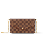 Louis Vuitton Pochette Felicie Shoulder Bag  8.3in/ 21cm Brown Gold Hardware For Women N63032