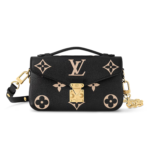 Louis Vuitton Pochette Metis East West Shoulder Bag 8.5in/ 21.5cm Black / Beige Gold Hardware For Women M46596
