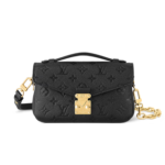 Louis Vuitton Pochette Metis East West Shoulder Bag 8.5in/ 21.5cm Black Gold Hardware For Women M46595