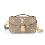 Louis Vuitton Pochette Metis East West Shoulder Bag 8.5in/ 21.5cm Tourterelle Gray / Creme Beige Gold Hardware For Women M23081