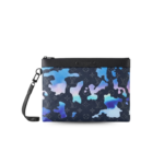 Louis Vuitton Pochette To Go Pouch 11.8in /30cm Black/ Blue Monogram Eclipse Canvas Silver Hardware For Men M81848
