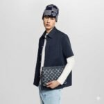 Louis Vuitton Pochette To Go Pouch 11.8in /30cm Ink Blue/ White Black Hardware For Men M83382 - Image 2