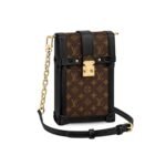 Louis Vuitton Pochette Trunk Verticale Shoulder Bag 6.9in/ 17.5cm Black Monogram Canvas Gold Hardware For Women M63913 - Image 3