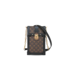 Louis Vuitton Pochette Trunk Verticale Shoulder Bag 6.9in/ 17.5cm Black Monogram Canvas Gold Hardware For Women M63913