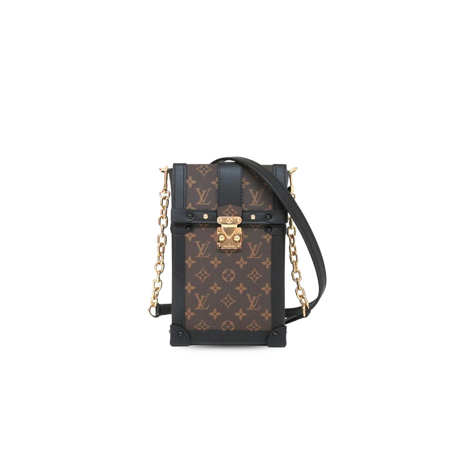Louis-Vuitton-Pochette-Trunk-Verticale-Shoulder-Bag-6.9in-17.5cm-Black-Monogram-Canvas-Gold-Hardware-For-Women-M63913.png Louis Vuitton Pochette Trunk Verticale Shoulder Bag 6.9in/ 17.5cm Black Monogram Canvas Gold Hardware For Women M63913 - Image 1