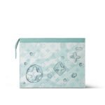 Louis Vuitton Pochette Voyage MM Pouch 10.6in/ 27cm Crystal Blue Monogram Aquagarden Canvas Silver Hardware For Men M22763 - Image 4