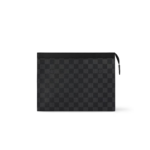 Louis Vuitton Pochette Voyage MM Pouch 10.6in/ 27cm Black/ Grey Damier Graphite Canvas Silver Hardware For Men N41696
