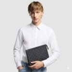 Louis Vuitton Pochette Voyage MM Pouch 10.6in/ 27cm Black/ Grey Monogram Eclipse Silver Hardware For Men M61692 - Image 2