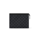 Louis Vuitton Pochette Voyage MM Pouch 10.6in/ 27cm Black/ Grey Monogram Eclipse Silver Hardware For Men M61692
