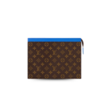 Louis Vuitton Pochette Voyage MM Pouch 10.6in/ 27cm Blue Silver Hardware For Men M82856