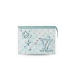 Louis Vuitton Pochette Voyage MM Pouch 10.6in/ 27cm Crystal Blue Monogram Aquagarden Canvas Silver Hardware For Men M22763