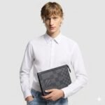Louis Vuitton Pochette Voyage MM Pouch 10.6in/ 27cm Grey Damier Graphite 3D Canvas Silver Hardware For Men N60444 - Image 2