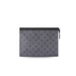 Louis Vuitton Pochette Voyage MM Pouch 10.6in/ 27cm Grey Monogram Eclipse Silver Hardware For Men M69535