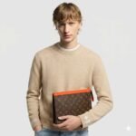 Louis Vuitton Pochette Voyage MM Pouch 10.6in/ 27cm Orange Silver Hardware For Men M82855 - Image 2