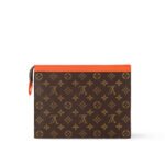 Louis Vuitton Pochette Voyage MM Pouch 10.6in/ 27cm Orange Silver Hardware For Men M82855 - Image 4