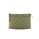 Louis Vuitton Pochette Voyage Souple Pouch 11.8in/ 30cm Khaki Green Black Hardware For Men M82800