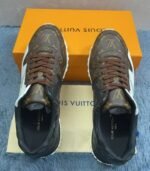 Louis Vuitton Run Away Sneaker Monogram Canvas Black/White/Brown For Men LV - Image 2