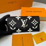 Louis Vuitton Sarah Wallet Black And Beige For Women 19cm/7.5in - M80496 - Image 5