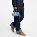 Louis Vuitton Speedy 18 Bandouliere Top Handle Bag 7.1in/ 18cm Denim Blue Gold Hardware For Men N00208 - Image 4