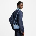 Louis Vuitton Speedy 18 Bandouliere Top Handle Bag 7.1in/ 18cm Denim Blue Gold Hardware For Men N00208 - Image 3