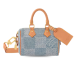 Louis Vuitton Speedy 18 Bandouliere Top Handle Bag 7.1in/ 18cm Denim Blue Gold Hardware For Men N40682