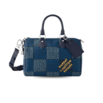 Louis Vuitton Speedy 25 Bandouliere Top Handle Bag 9.8in/ 25cm Blue Silver Hardware For Men N40691