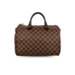 Louis Vuitton Speedy 30 Top Handle Bag 11.8in/ 30cm Brown Damier Ebene Canvas Gold Hardware For Women N41364