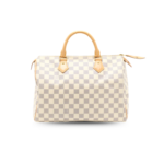 Louis Vuitton Speedy 30 Top Handle Bag 11.8in/ 30cm White/ Multicoloured Damier Azur Canvas Gold Hardware For Women N41370
