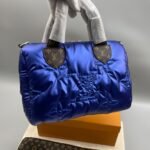 Louis Vuitton Speedy Bandouliere 25 Top Handle Bag ‎9.8n/ 25cm Blue Gold Hardware For Women - Image 4