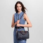 Louis Vuitton Speedy Bandouliere 25 Top Handle Bag 9.8in/ 25cm Navy Blue Monogram Empreinte Gold Hardware For Women - Image 2