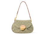 Louis Vuitton Sunset Shoulder Bag 10.6in/27cm Khaki Denim Gold Hardware For Women M27210