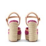 Louis Vuitton Helios Wedge Sandals Fuchsia Denim For Women 1AJKWN - Image 4