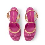 Louis Vuitton Helios Wedge Sandals Fuchsia Denim For Women 1AJKWN - Image 2