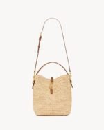 [True-to-ORIGINAL] Saint Laurent Le 37 In Woven Raffia And Vegetable-Tanned Beige For Women 9.8 Inches/ 25 Cm 773991GAAD72080 - Image 5