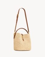 [True-to-ORIGINAL] Saint Laurent Le 37 In Woven Raffia And Vegetable-Tanned Beige For Women 9.8 Inches/ 25 Cm 773991GAAD72080 - Image 2