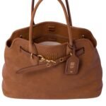 Miu Miu Aventure Tote Bag 12in/ 31cm Oak Nappa Leather Gold Hardware For Women 5BG291_2BBL_F0316_V_OOO - Image 6