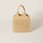 Miu Miu Raffia-Effect Woven Tote Bag Beige For Women 22.5cm/8.9in - 5BA283_ADO1_F0A5T_V_OOO - Image 3