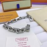 Louis Vuitton Monogram Chain Bracelet Silver Tone For Men M00308 - Image 6