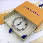 Louis Vuitton Monogram Chain Bracelet Silver Tone For Men M00308 - Image 5