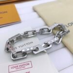 Louis Vuitton Monogram Chain Bracelet Silver Tone For Men M00308 - Image 4