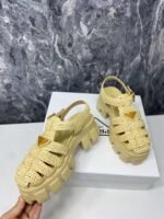 Prada Monolith Crochet Cage Sandals Yellow For Women - Image 7