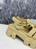 Prada Monolith Crochet Cage Sandals Yellow For Women - Image 4