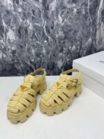 Prada Monolith Crochet Cage Sandals Yellow For Women - Image 3